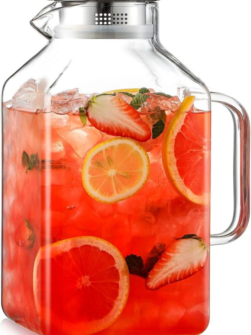 Extra Large 1 Gallon Glass Pitcher with Lid & Spout - Borosilicate Carafe for